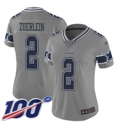 Women's Nike Dallas Cowboys #2 Greg Zuerlein Gray Stitched NFL Limited Inverted Legend 100th Season Jersey