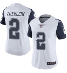 Women's Nike Dallas Cowboys #2 Greg Zuerlein White Stitched NFL Limited Rush Jersey