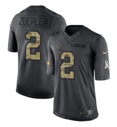 Youth Nike Dallas Cowboys #2 Greg Zuerlein Black Stitched NFL Limited 2016 Salute to Service Jersey