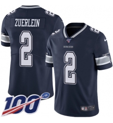 Youth Nike Dallas Cowboys #2 Greg Zuerlein Navy Blue Team Color Stitched NFL 100th Season Vapor Untouchable Limited Jersey