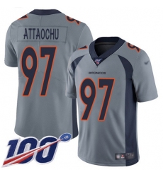Men's Nike Denver Broncos #97 Jeremiah Attaochu Gray Stitched NFL Limited Inverted Legend 100th Season Jersey