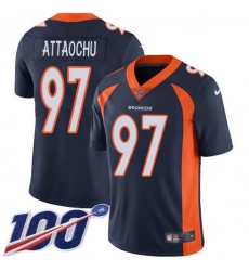 Men's Nike Denver Broncos #97 Jeremiah Attaochu Navy Blue Alternate Stitched NFL 100th Season Vapor Untouchable Limited Jersey