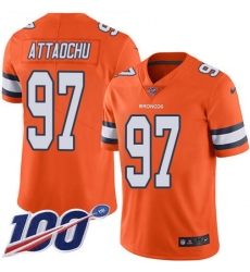 Men's Nike Denver Broncos #97 Jeremiah Attaochu Orange Stitched NFL Limited Rush 100th Season Jersey