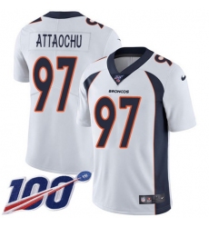 Men's Nike Denver Broncos #97 Jeremiah Attaochu White Stitched NFL 100th Season Vapor Untouchable Limited Jersey