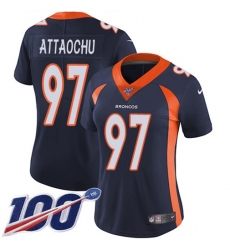 Women's Nike Denver Broncos #97 Jeremiah Attaochu Navy Blue Alternate Stitched NFL 100th Season Vapor Untouchable Limited Jersey