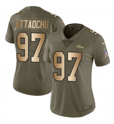 Women's Nike Denver Broncos #97 Jeremiah Attaochu Olive-Gold Stitched NFL Limited 2017 Salute To Service Jersey