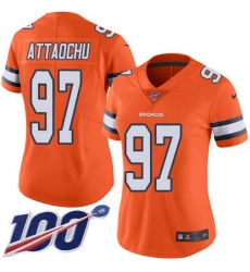 Women's Nike Denver Broncos #97 Jeremiah Attaochu Orange Stitched NFL Limited Rush 100th Season Jersey