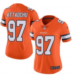 Women's Nike Denver Broncos #97 Jeremiah Attaochu Orange Stitched NFL Limited Rush Jersey