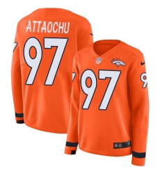 Women's Nike Denver Broncos #97 Jeremiah Attaochu Orange Team Color Stitched NFL Limited Therma Long Sleeve Jersey