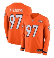 Youth Nike Denver Broncos #97 Jeremiah Attaochu Orange Team Color Stitched NFL Limited Therma Long Sleeve Jersey