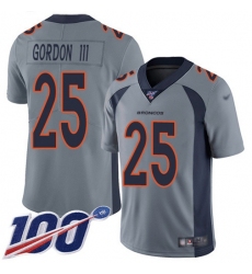 Men's Nike Denver Broncos #25 Melvin Gordon III Gray Stitched NFL Limited Inverted Legend 100th Season Jersey