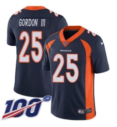 Men's Nike Denver Broncos #25 Melvin Gordon III Navy Blue Alternate Stitched NFL 100th Season Vapor Untouchable Limited Jersey