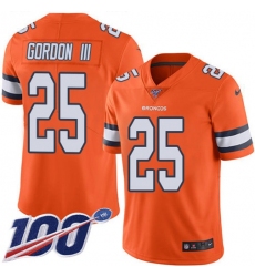 Men's Nike Denver Broncos #25 Melvin Gordon III Orange Stitched NFL Limited Rush 100th Season Jersey