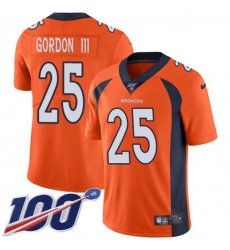 Men's Nike Denver Broncos #25 Melvin Gordon III Orange Team Color Stitched NFL 100th Season Vapor Untouchable Limited Jersey