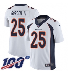 Men's Nike Denver Broncos #25 Melvin Gordon III White Stitched NFL 100th Season Vapor Untouchable Limited Jersey