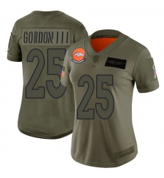 Women's Nike Denver Broncos #25 Melvin Gordon III Camo Stitched NFL Limited 2019 Salute To Service Jersey