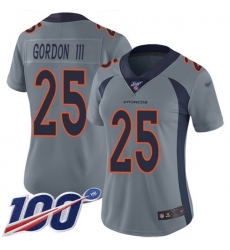Women's Nike Denver Broncos #25 Melvin Gordon III Gray Stitched NFL Limited Inverted Legend 100th Season Jersey