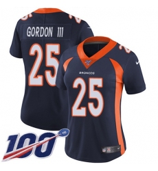 Women's Nike Denver Broncos #25 Melvin Gordon III Navy Blue Alternate Stitched NFL 100th Season Vapor Untouchable Limited Jersey