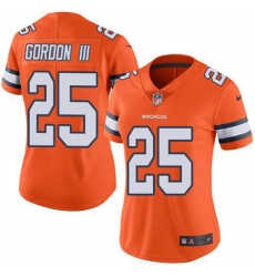 Women's Nike Denver Broncos #25 Melvin Gordon III Orange Stitched NFL Limited Rush Jersey