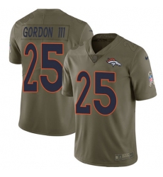 Youth Nike Denver Broncos #25 Melvin Gordon III Olive Stitched NFL Limited 2017 Salute To Service Jersey