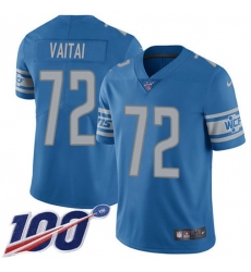 Men's Nike Detroit Lions #72 Halapoulivaati Vaitai Blue Team Color Stitched NFL 100th Season Vapor Untouchable Limited Jersey