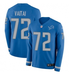 Men's Nike Detroit Lions #72 Halapoulivaati Vaitai Blue Team Color Stitched NFL Limited Therma Long Sleeve Jersey