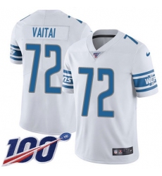 Men's Nike Detroit Lions #72 Halapoulivaati Vaitai White Stitched NFL 100th Season Vapor Untouchable Limited Jersey