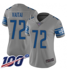 Women's Nike Detroit Lions #72 Halapoulivaati Vaitai Gray Stitched NFL Limited Inverted Legend 100th Season Jersey