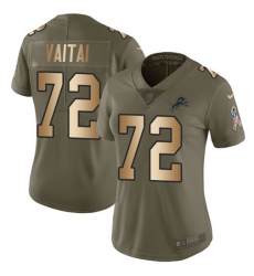 Women's Nike Detroit Lions #72 Halapoulivaati Vaitai Olive-Gold Stitched NFL Limited 2017 Salute To Service Jersey