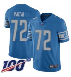Youth Nike Detroit Lions #72 Halapoulivaati Vaitai Blue Team Color Stitched NFL 100th Season Vapor Untouchable Limited Jersey