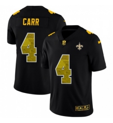 Men's New Orleans Saints #4 Derek Carr Black Nike Golden Sequin Vapor Limited NFL Jersey