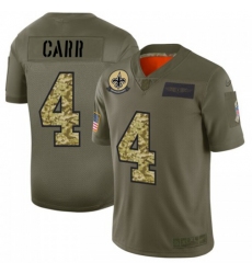 Men's New Orleans Saints #4 Derek Carr Nike 2019 Olive Camo Salute To Service Limited NFL Jersey