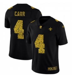 Men's New Orleans Saints #4 Derek Carr Nike Leopard Print Fashion Vapor Limited NFL Jersey Black