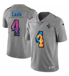 Men's New Orleans Saints #4 Derek Carr Nike Multi-Color 2020 NFL Crucial Catch NFL Jersey Greyheather