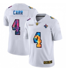 Men's New Orleans Saints #4 Derek Carr White Nike Multi-Color 2020 NFL Crucial Catch Limited NFL Jersey