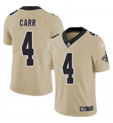 Men's Nike New Orleans Saints #4 Derek Carr Gold Stitched NFL Limited Inverted Legend Jersey