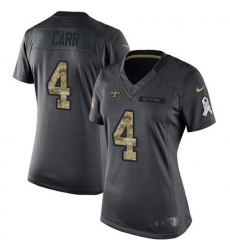 Women's Nike New Orleans Saints #4 Derek Carr Black Stitched NFL Limited 2016 Salute To Service Jersey