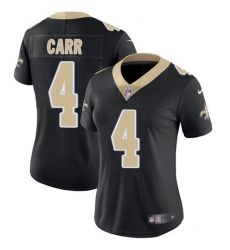 Women's Nike New Orleans Saints #4 Derek Carr Black Team Color Stitched NFL Vapor Untouchable Limited Jersey