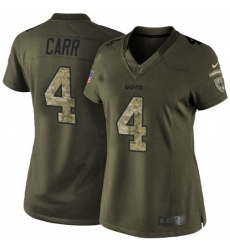 Women's Nike New Orleans Saints #4 Derek Carr Green Stitched NFL Limited 2015 Salute To Service Jersey