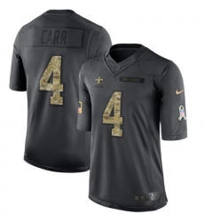 Youth Nike New Orleans Saints #4 Derek Carr Black Stitched NFL Limited 2016 Salute To Service Jersey