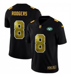 Men's New York Jets #8 Aaron Rodgers Black Nike Golden Sequin Vapor Limited NFL Jersey