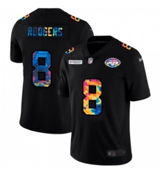 Men's New York Jets #8 Aaron Rodgers Nike Multi-Color Black 2020 NFL Crucial Catch Vapor Untouchable Limited Jersey