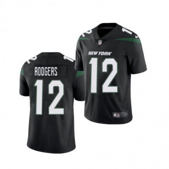 Men's Nike New York Jets #12 Aaron Rodgers Black Alternate Stitched NFL Vapor Untouchable Limited Jersey