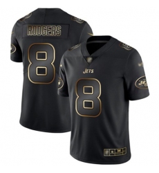Men's Nike New York Jets #8 Aaron Rodgers Black-Gold Stitched NFL Vapor Untouchable Limited Jersey