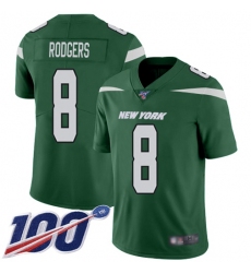 Men's Nike New York Jets #8 Aaron Rodgers Green Team Color Stitched NFL 100th Season Vapor Untouchable Limited Jersey