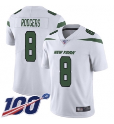 Men's Nike New York Jets #8 Aaron Rodgers White Stitched NFL 100th Season Vapor Limited Jersey
