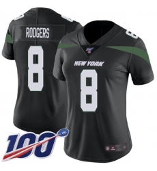 Women's Nike New York Jets #8 Aaron Rodgers Black Alternate Stitched NFL 100th Season Vapor Limited Jersey