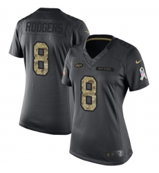 Women's Nike New York Jets #8 Aaron Rodgers Black Stitched NFL Limited 2016 Salute to Service Jersey