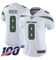 Women's Nike New York Jets #8 Aaron Rodgers White Stitched NFL 100th Season Vapor Limited Jersey