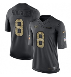 Youth Nike New York Jets #8 Aaron Rodgers Black Stitched NFL Limited 2016 Salute to Service Jersey